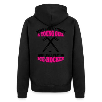 Ice Hockey Eishockeyteam Frau Eishockey Mädchen - Unisex Premium Organic Zip Hoodie - black - Back - Nico (187cm)