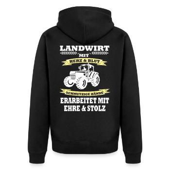 Landwirt Spruch Landwirtschaft Traktor Motiv - Unisex Premium Bio Zip Hoodie - Schwarz - Hinten - Nico (187cm)