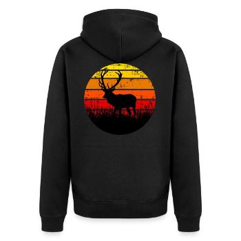 Cerf forêt animal coucher de soleil - Veste à capuche bio Premium Unisexe - noir - Dos - Nico (187cm)