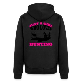 Jäger Mädchen Jagen Spruch Mom Jagd Tochter Frau - Unisex Premium Bio Zip Hoodie - Schwarz - Hinten - Nico (187cm)