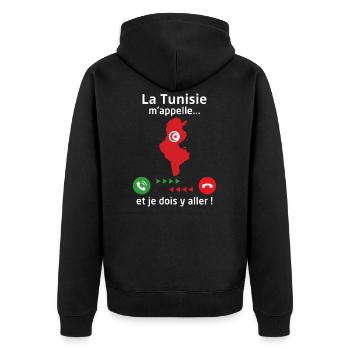 La tunisie m'appelle et je dois y aller - Veste à capuche bio Premium Unisexe - noir - Dos - Nico (187cm)