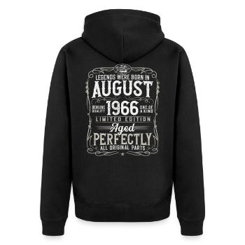 Naissance août 1966 Légendes 55 ans - Veste à capuche bio Premium Unisexe - noir - Dos - Nico (187cm)