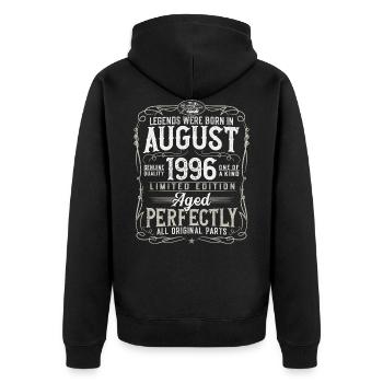 Naissance août 1996 Légendes 25 ans - Veste à capuche bio Premium Unisexe - noir - Dos - Nico (187cm)
