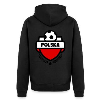 Football Poland Flag Countries Team Fan - Unisex Premium Organic Zip Hoodie - black - Back - Nico (187cm)