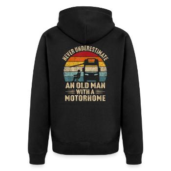 never underestimate an old man with a motorhome - Unisex Premium Organic Zip Hoodie - black - Back - Nico (187cm)