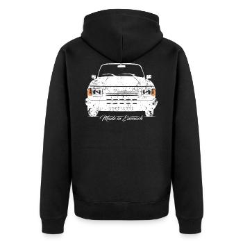 WARTBURG 1.3 - Made in Eisenach - Retro - Unisex Premium Organic Zip Hoodie - black - Back - Nico (187cm)