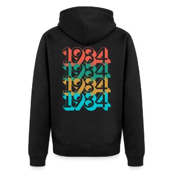 Geburtstag 1984 Retro 1984 geboren Jahr 1984 - Unisex Premium Bio Zip Hoodie - Schwarz - Hinten - Nico (187cm)
