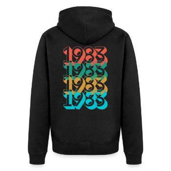 Birthday 1983 Retro 1983 born Year 1983 - Unisex Premium Organic Zip Hoodie - black - Back - Nico (187cm)