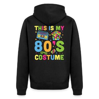 Retro Vintage 80er T-Shirt Lustig - Unisex Premium Bio Zip Hoodie - Schwarz - Hinten - Nico (187cm)