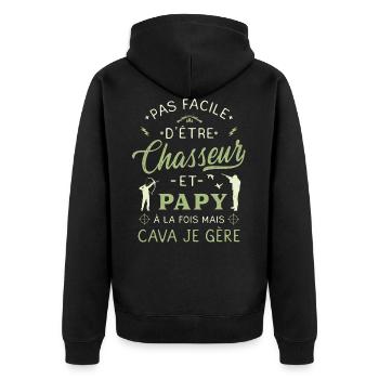 Grand Père Chasseur Humour Chasse Papy Papi Pépé - Veste à capuche bio Premium Unisexe - noir - Dos - Nico (187cm)
