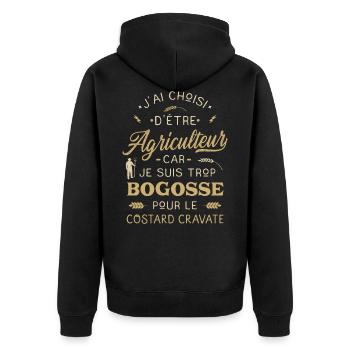 Agriculteur Bogosse Humour Agricole Agriculture - Veste à capuche bio Premium Unisexe - noir - Dos - Nico (187cm)