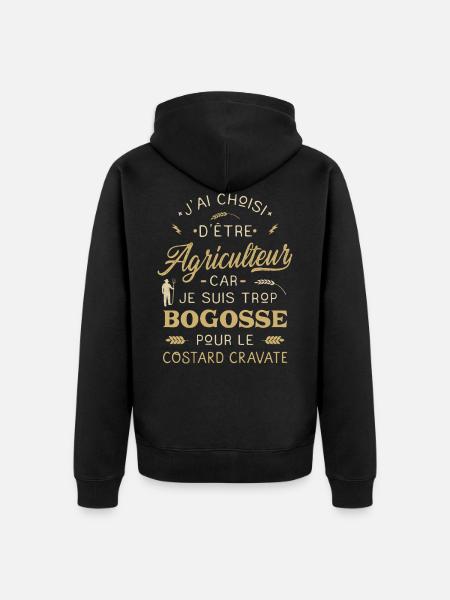 Agriculteur Bogosse Humour Agricole Agriculture - Veste à capuche bio Premium Unisexe - noir