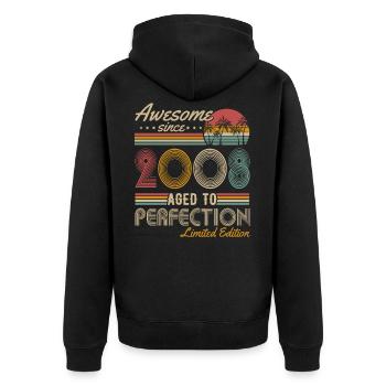 Millésime 2008 né Vintage Anniversaire Rétro - Veste à capuche bio Premium Unisexe - noir - Dos - Nico (187cm)