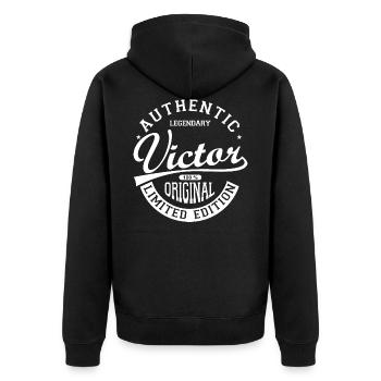 Victor cadeau shirt personnalisé prénom victor - Veste à capuche bio Premium Unisexe - noir - Dos - Nico (187cm)