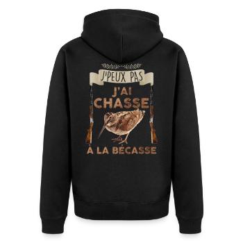 Chasseur de Bécasse chasse idée cadeau - Veste à capuche bio Premium Unisexe - noir - Dos - Nico (187cm)