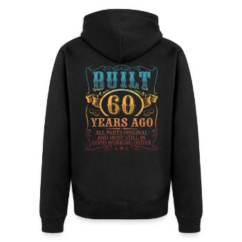 Drôle 60e anniversaire B-Day disant hommes âge 60 ans - Veste à capuche bio Premium Unisexe - noir - Dos - Nico (187cm)