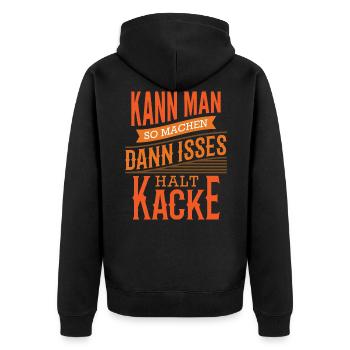 Lustige Sprüche Büro Baustelle Kann man so machen - Unisex Premium Bio Zip Hoodie - Schwarz - Hinten - Nico (187cm)