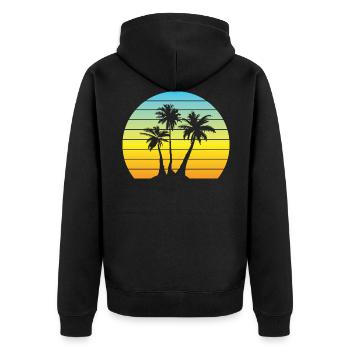 Palm Sun Vintage Vacances Palmiers Rétro Été - Veste à capuche bio Premium Unisexe - noir - Dos - Nico (187cm)