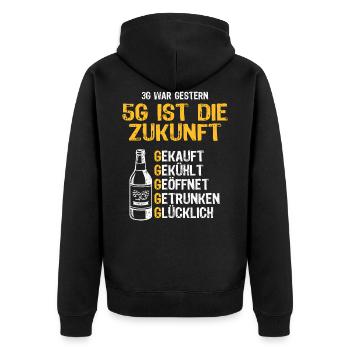 Bier 5G ist die Zukunft Biertrinker Bierliebhaber - Unisex Premium Bio Zip Hoodie - Schwarz - Hinten - Nico (187cm)