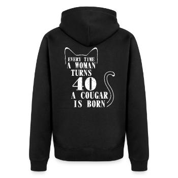 Jedes Mal, wenn eine Frau 40 Wird, wird ein 40. geboren - Unisex Premium Bio Zip Hoodie - Schwarz - Hinten - Nico (187cm)