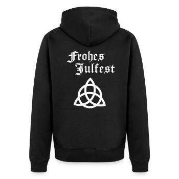 Germanen Heide Heiden Frohes Julfest Wikinger - Unisex Premium Bio Zip Hoodie - Schwarz - Hinten - Nico (187cm)