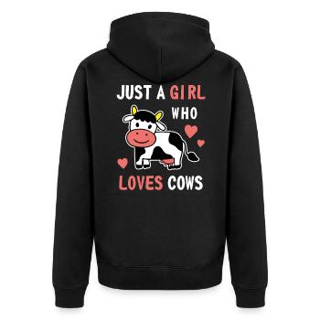 Just A Girl Who Loves Cows Farmer Milk Lover Cow F - Unisex Premium Organic Zip Hoodie - black - Back - Nico (187cm)