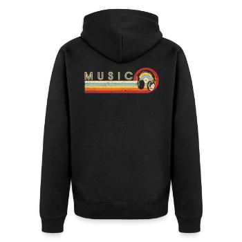 Retro Headphones Cool Vintage Music Lover Rap Prod - Unisex Premium Organic Zip Hoodie - black - Back - Nico (187cm)