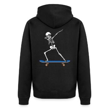 Dabbing Skeleton Skater Grandson Boyfriend Son Ska - Unisex Premium Organic Zip Hoodie - black - Back - Nico (187cm)