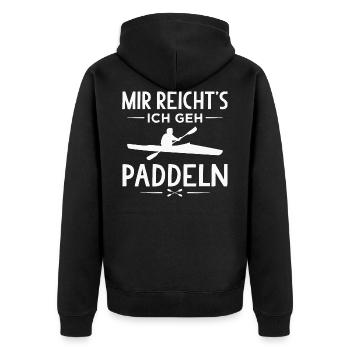 Paddeln Paddelboot Kajak Kajakfahren - Unisex Premium Bio Zip Hoodie - Schwarz - Hinten - Nico (187cm)