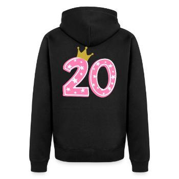 20 Krone 20. Geburtstag 20 Jahre - Unisex Premium Bio Zip Hoodie - Schwarz - Hinten - Nico (187cm)