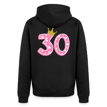 30 Krone 30. Geburtstag 30 Jahre - Unisex Premium Bio Zip Hoodie - Schwarz - Hinten - Nico (187cm)