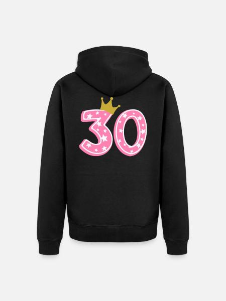 30 Krone 30 års fødselsdag 30 år - Premium økologisk unisex-hættejakke - sort