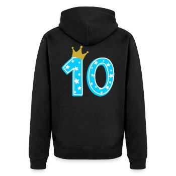 10 Krone 10. Geburtstag 10 Jahre - Unisex Premium Bio Zip Hoodie - Schwarz - Hinten - Nico (187cm)