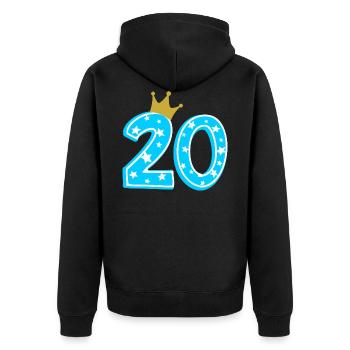 20 Krone 20. Geburtstag 20 Jahre - Unisex Premium Bio Zip Hoodie - Schwarz - Hinten - Nico (187cm)