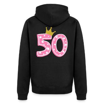 50 Krone 50. Geburtstag 50 Jahre - Unisex Premium Bio Zip Hoodie - Schwarz - Hinten - Nico (187cm)