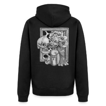 Deep Drink - Unisex Premium Bio Zip Hoodie - Schwarz - Hinten - Nico (187cm)