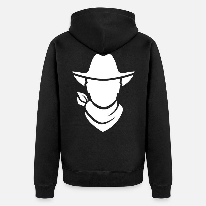 Tête de cow-boy western - Veste à capuche bio Premium Unisexe - noir