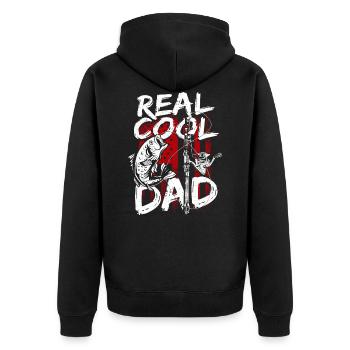 Bester Angler Papa - Unisex Premium Bio Zip Hoodie - Schwarz - Hinten - Nico (187cm)