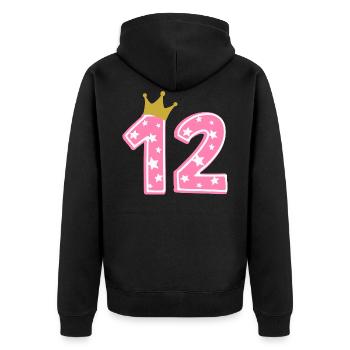 12 Krone 12. Geburtstag 12 Jahre - Unisex Premium Bio Zip Hoodie - Schwarz - Hinten - Nico (187cm)