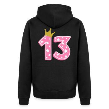 13 Krone 13. Geburtstag 13 Jahre - Unisex Premium Bio Zip Hoodie - Schwarz - Hinten - Nico (187cm)