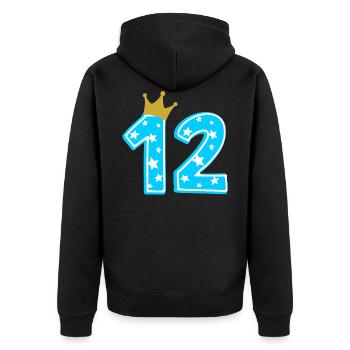 12 Krone 12. Geburtstag 12 Jahre - Unisex Premium Bio Zip Hoodie - Schwarz - Hinten - Nico (187cm)