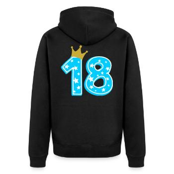 18 Krone 18. Geburtstag 18 Jahre - Unisex Premium Bio Zip Hoodie - Schwarz - Hinten - Nico (187cm)