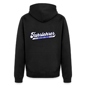 Fahrlehrer Held der Straße | Farben änderbar - Unisex Premium Bio Zip Hoodie - Schwarz - Hinten - Nico (187cm)