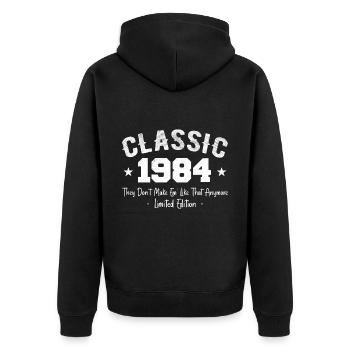 Né 1984 Vintage Cadeau Anniversaire Classic 1984 - Veste à capuche bio Premium Unisexe - noir - Dos - Nico (187cm)