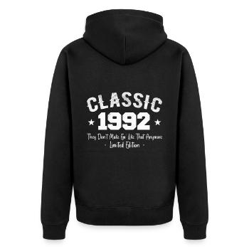 Né 1992 Vintage Cadeau Anniversaire Classic 1992 - Veste à capuche bio Premium Unisexe - noir - Dos - Nico (187cm)