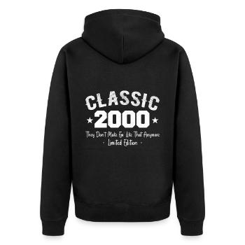 Born 2000 Vintage Classic 2000 Anniversary Gift - Unisex Premium Organic Zip Hoodie - black - Back - Nico (187cm)