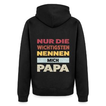Papa Familie Vater Geschenk - Unisex Premium Bio Zip Hoodie - Schwarz - Hinten - Nico (187cm)