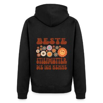 Stiefmutter Familie Bonus Mama Geschenk - Unisex Premium Bio Zip Hoodie - Schwarz - Hinten - Nico (187cm)
