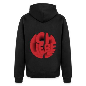 Ich liebe es - Unisex Premium Bio Zip Hoodie - Schwarz - Hinten - Nico (187cm)