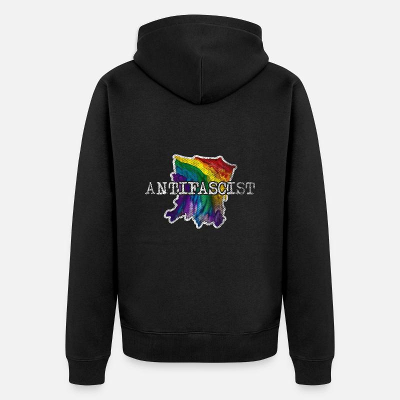 Regenbogen der Antifa - Unisex Premium Bio Zip Hoodie - Schwarz